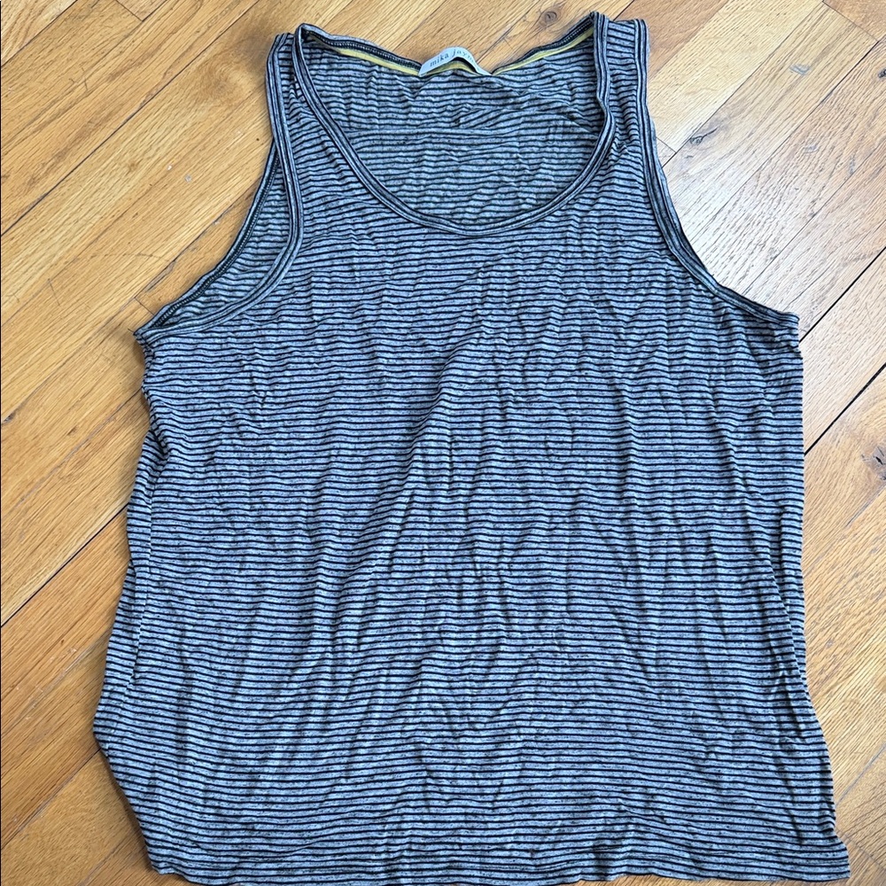 Casual Black and Gray Striped Men's Tank Top